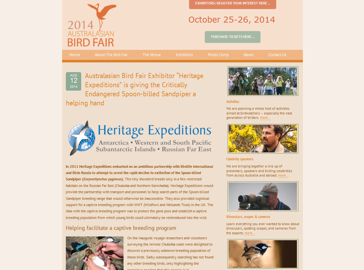 Heritage Expeditions Attends the Australian Bird Fair